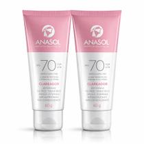 Kit 2 Protetores Solar Facial Anasol Clareador FPS 70