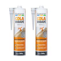Kit 2 Pu 40 Branco Cola Rodapé MDF Gesso 360g Barone