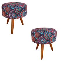 Kit 2 Puf Puff Banqueta Decorativo Redondo Mandala Kit 2 Puf Puff Banqueta Decorativo Redondo Mandala