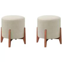 Kit 2 Puf Puff Para Sala Lhor Linho Bege RM Kit 2 Puf Puff Para Sala Lhor Linho Bege RM