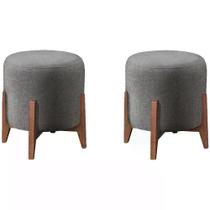 Kit 2 Puf Puff Para Sala Lhor Linho Cinza Rm Cinza