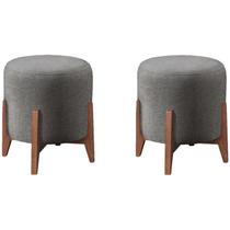 Kit 2 Puf Puff Para Sala Lhor Linho Cinza RM