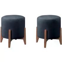 Kit 2 Puf Puff Para Sala Lhor Veludo Azul RM Kit 2 Puf Puff Para Sala Lhor Veludo Azul RM