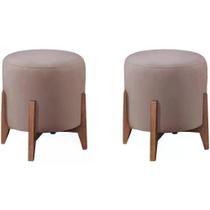 Kit 2 Puf Puff Para Sala Lhor Veludo Rose RM Kit 2 Puf Puff Para Sala Lhor Veludo Rose RM