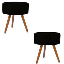 Kit 2 Puf, Puff Para Sala, Puff Redondo, Suede Preto Kit 2 Puf, Puff Para Sala, Puff Redondo, Suede Preto