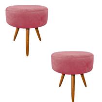 Kit 2 Puf, Puff Para Sala, Puff Redondo, Suede Rosê Kit 2 Puf, Puff Para Sala, Puff Redondo, Suede Rosê