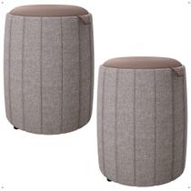 Kit 2 Puff Apoio Redondo Estofado Decorativo Salas Quarto Sem Pés