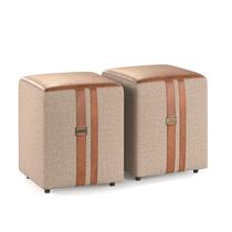 Kit 2 Puff Banqueta Decorativo para Sala Escritório Banco Quadrado Estofado Couro Tecido Linho Bege Domos Bege Kit 2 Puff Banqueta Decorativo para Sala Escritório Banco Quadrado Estofado Couro Tecido Linho Bege Domos Bege