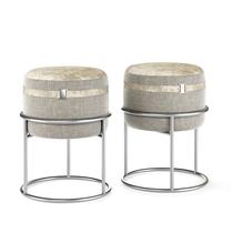 Kit 2 Puff Banqueta Decorativo para Sala Escritório Banco Redondo Base Metal Estofado Couro Tecido Linho Kit 2 Puff Banqueta Decorativo para Sala Escritório Banco Redondo Base Metal Estofado Couro Tecido Linho