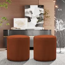kit 2 Puff Banqueta Viena Decorativo Quarto Sala Redondo Veludo Terracota