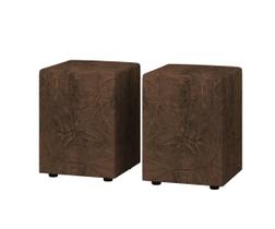 Kit 2 Puff Banquetas Cubo Quadrado Decorativo Suede Marrom