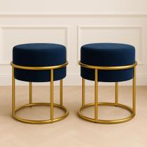 Kit 2 Puff Base Ferro Dourada Veludo Premium Varias Cores Kit 2 Puff Base Ferro Dourada Veludo Premium Varias Cores