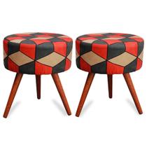 Kit 2 Puff Cama Inbox Kingston Redondo com Pés em Madeira Maciça Tecido Suede Kit 2 Puff Cama Inbox Kingston Redondo com Pés em Madeira Maciça Tecido Suede