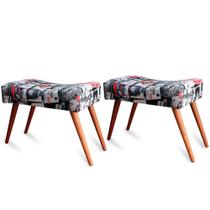 Kit 2 Puff Cama inBox Londres Retangular com Pés em Madeira Maciça Tecido Suede Kit 2 Puff Cama inBox Londres Retangular com Pés em Madeira Maciça Tecido Suede