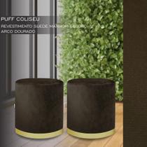 Kit 2 Puff Com Base Dourada Varias Cores Suede