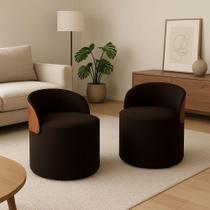 Kit 2 Puff Curvo Com Encosto Redondo Orgânico Sala Confortável Resistente Composé Suede material sintético Suede Marrom Kit 2 Puff Curvo Com Encosto Redondo Orgânico Sala Confortável Resistente Composé Suede material sintético Suede Marrom