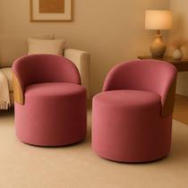 Kit 2 Puff Curvo Com Encosto Redondo Orgânico Sala Confortável Resistente Composé Suede material sintético Suede Rose Kit 2 Puff Curvo Com Encosto Redondo Orgânico Sala Confortável Resistente Composé Suede material sintético Suede Rose