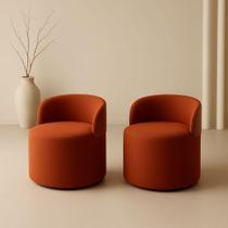 Kit 2 Puff Curvo Com Encosto Redondo Orgânico Sala Confortável Resistente Composé Suede material sintético Suede Terracota Kit 2 Puff Curvo Com Encosto Redondo Orgânico Sala Confortável Resistente Composé Suede material sintético Suede Terracota