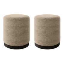 Kit 2 Puff Decorativo Estofado Estilo Industrial Orlando Linho Bege Kit 2 Puff Decorativo Estofado Estilo Industrial Orlando Linho Bege