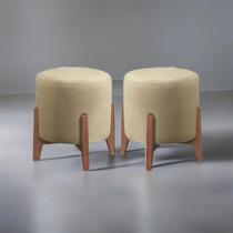 Kit 2 puff Decorativo para Sala Redondo Luxo Dallas Suede