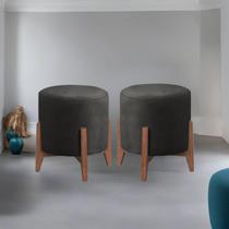 Kit 2 puff Decorativo para Sala Redondo Luxo Roma material sintético