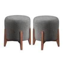 Kit 2 puff Decorativo para Sala Redondo Luxo Selena Suede