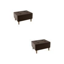 Kit 2 Puff Decorativo Piva Suede Marrom