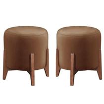 Kit 2 Puff Decorativo Redondo Luxo Dubai Suede capuccino Kit 2 Puff Decorativo Redondo Luxo Dubai Suede capuccino