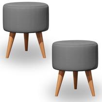 Kit 2 Puff Decorativo Redondo, Puff Para Penteadeira E Sala De Estar, Puf Decoração Apoio Para Pés