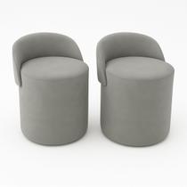 Kit 2 Puff Encosto Orgânico Linho Quarto Sala Estar Redondo Cor:Bege Kit 2 Puff Encosto Orgânico Linho Quarto Sala Estar Redondo Cor:Bege