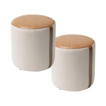 Kit 2 Puff Estofados Tecido Linho Sala Quarto Escritório Madeira Maciça Confortável Conjunto Puffes Banquinho Kit 2 Puff Estofados Tecido Linho Sala Quarto Escritório Madeira Maciça Confortável Conjunto Puffes Banquinho