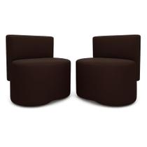 Kit 2 Puff Feijão Curvo Orgânico Redondo Com Encosto Sala Quarto Resistente Confortável Suede Cor:Suede Marrom