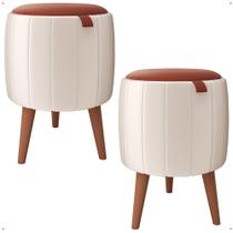 kit 2 Puff gourmet Puffe moises Luxo banqueta banquinho Quarto Sala cor off Pufe