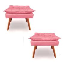 Kit 2 Puff Luxo Opala Sala Ou Recepção Rosê Gold Pé Palito