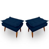 Kit 2 Puff Opala Retangular para Sala e Quarto Suede - LH Decor