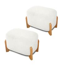 Kit 2 Puff Orgânico 55cm Decorativo Curvo Bouclé Reforçado