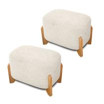 Kit 2 Puff Orgânico 55cm Decorativo Curvo Bouclé Reforçado