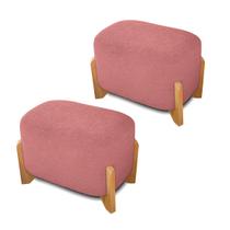 Kit 2 Puff Orgânico 55cm Decorativo Curvo Bouclé Reforçado
