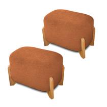 Kit 2 Puff Orgânico 55cm Decorativo Curvo Bouclé Reforçado