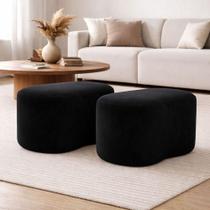 Kit 2 Puff Orgânico Curvo Feijão Sala Redondo Confortável Moderno Suede Preto Kit 2 Puff Orgânico Curvo Feijão Sala Redondo Confortável Moderno Suede Preto