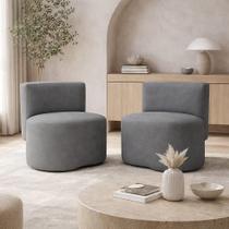 Kit 2 Puff Orgânico Feijão Curvo Redondo Com Encosto Sala Quarto Confortável Resistente Suede Cor:Suede Azul