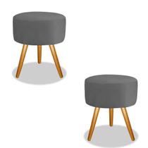 Kit 2 Puff Para Sala E Decoração Cinza Kit 2 Puff Para Sala E Decoração Cinza