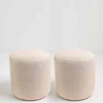 Kit 2 Puff Perse Redondo Decorativo Para Sala Quarto Puf Tecido em Linho