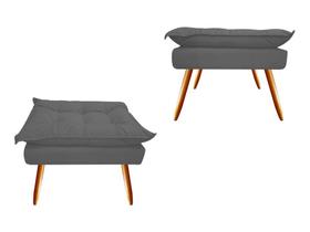 Kit 2 Puff Puf Banqueta Decorativa Opala Retangular Suede Cinza Pés Madeira Mz Decor Kit 2 Puff Puf Banqueta Decorativa Opala Retangular Suede Cinza Pés Madeira Mz Decor