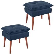 Kit 2 Puff Puf Opall Pes Palito 55x40cm Suede Azul Marinho MPassos