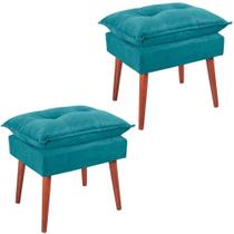 Kit 2 Puff Puf Opall Pes Palito 55x40cm Suede Azul Mpassos Azul