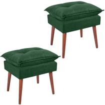 Kit 2 Puff Puf Opall Pes Palito 55x40cm Suede Verde MPassos Kit 2 Puff Puf Opall Pes Palito 55x40cm Suede Verde MPassos