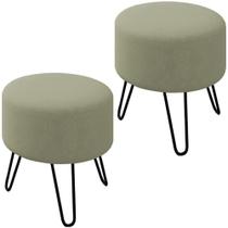 Kit 2 Puff Puf Para Sala Pes Metal Small Veludo Sl 940 Peer Sl 940