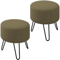 Kit 2 Puff Puf Para Sala Pes Metal Small Veludo SL 945 Peer Kit 2 Puff Puf Para Sala Pes Metal Small Veludo SL 945 Peer