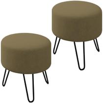 Kit 2 Puff Puf Para Sala Pes Metal Small Veludo Sl 945 Peer Sl 945
